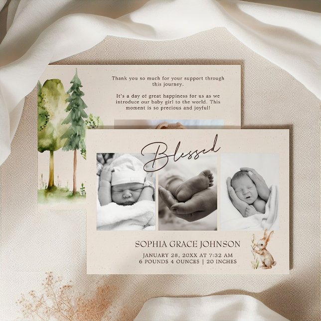 Woodland Animals Boho Baby Announcement (Creator Uploaded)
