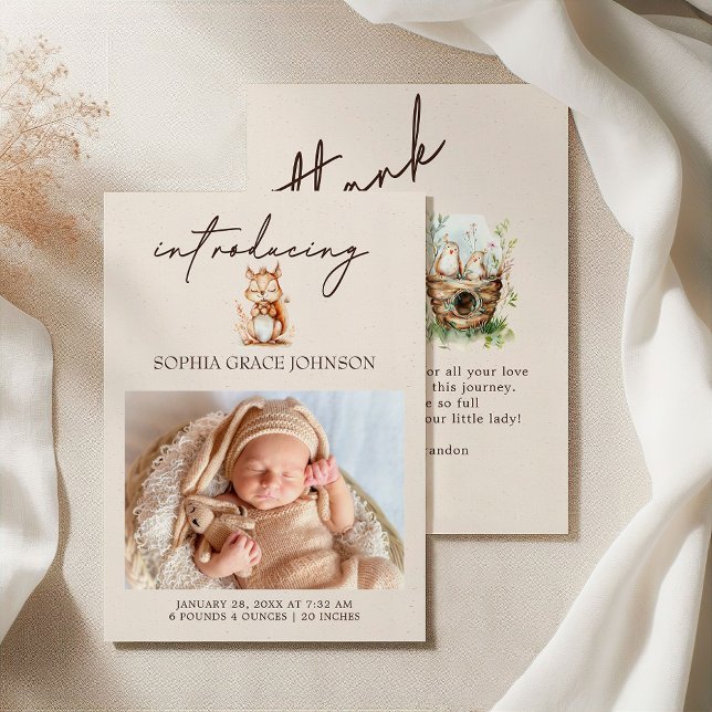Woodland Animals Boho Baby Announcement (Creator Uploaded)