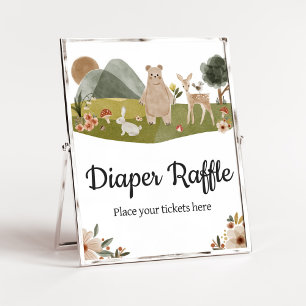 Woodland Animals Boho Baby Shower Diaper Raffle Poster