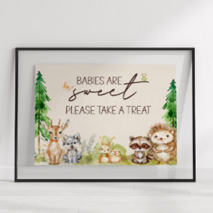 Woodland Animals Boho Baby Shower Favour Sign