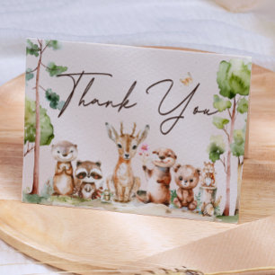 Woodland Animals Boho Baby Shower Thank You Card