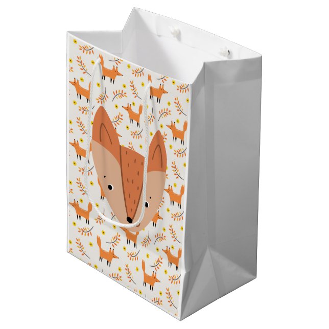 Woodland Animals Boho Design Fox Medium Gift Bag (Front Angled)