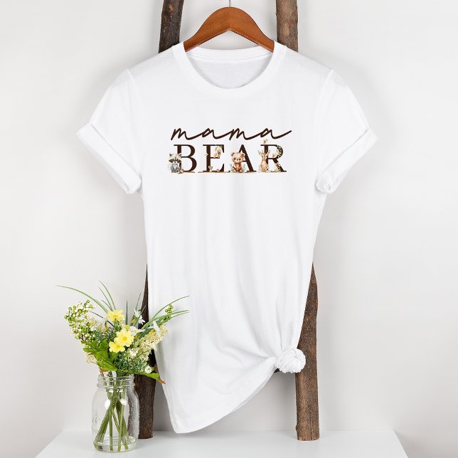 Woodland Animals Boho Maternity Mama Bear T-Shirt (Creator Uploaded)
