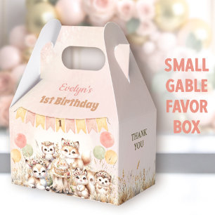 Woodland Animals Boho Pastel Girl 1st Birthday  Favour Box