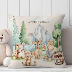 Woodland Animals Boho Rustic Baby Cushion