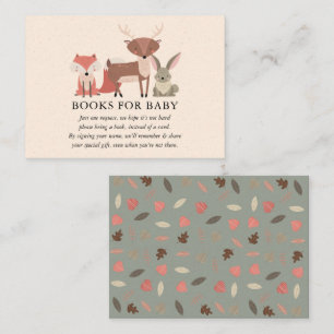 Woodland Animals Book Request Forest Baby Shower Enclosure Card