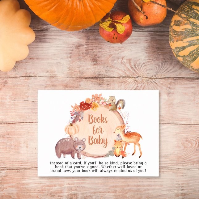 Woodland Animals Books For Baby Autumn Shower Enclosure Card (Creator Uploaded)