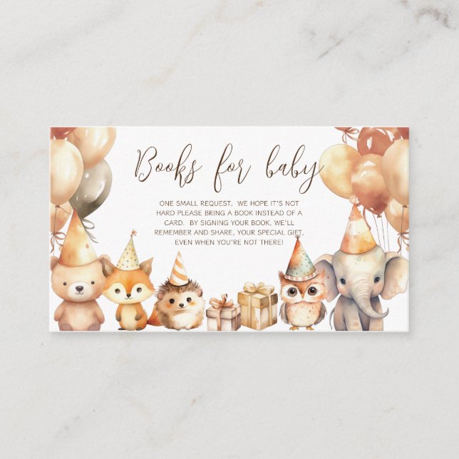 Woodland animals books for baby ticket  enclosure card (Front)