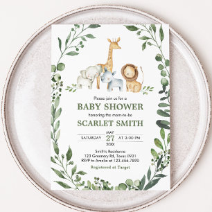Woodland Animals Botanical Baby Shower  Invitation