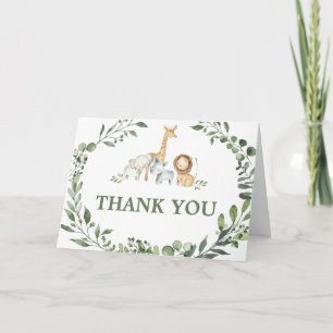 Woodland Animals Botanical Baby Shower  Thank You Card