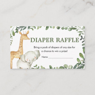 Woodland Animals Botanical Shower Diaper Raffle Enclosure Card