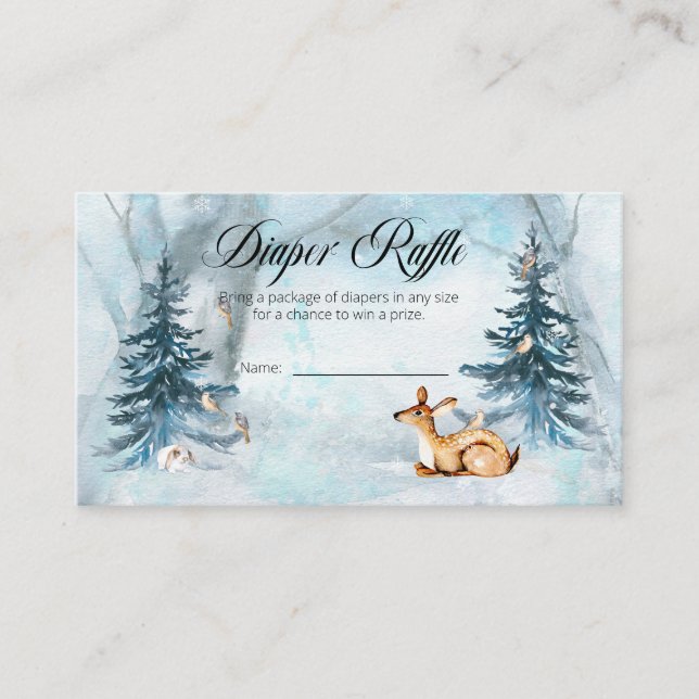 Woodland Animals Boy Baby Shower Diaper Raffle Enc Enclosure Card (Front)