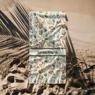 Woodland Animals Boy Colors Beach Towel