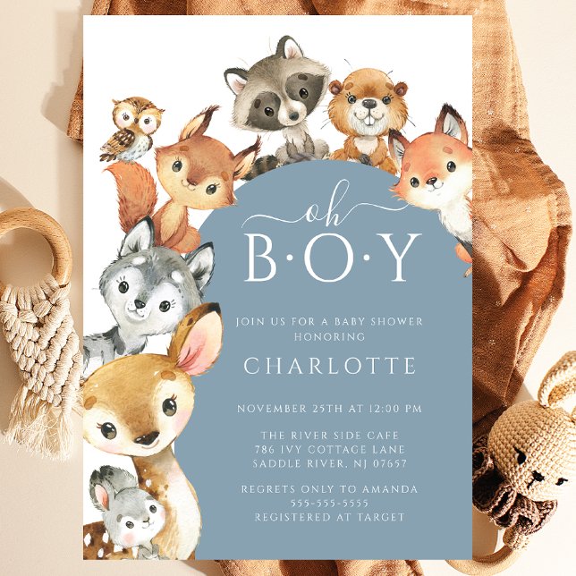 Woodland Animals Boys Baby Shower Invitation (Creator Uploaded)