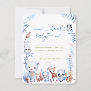 Woodland Animals Bring a Book Boy Baby Shower Card