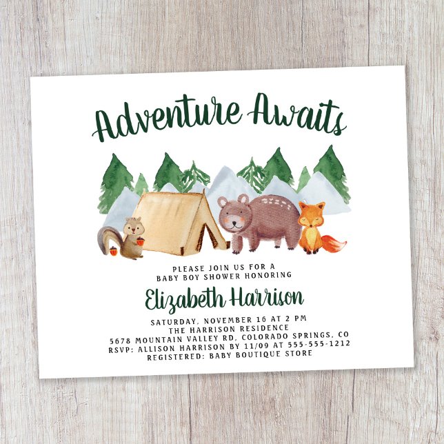 Woodland Animals Camping Baby Shower Invitation (Creator Uploaded)