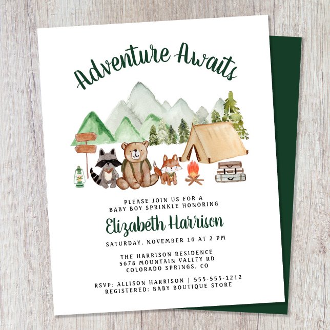 Woodland Animals Camping Baby Spinkle Invitation (Creator Uploaded)