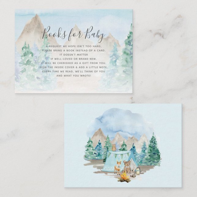 Woodland Animals Camping Books Boy Baby Enclosure Business Card (Front/Back)