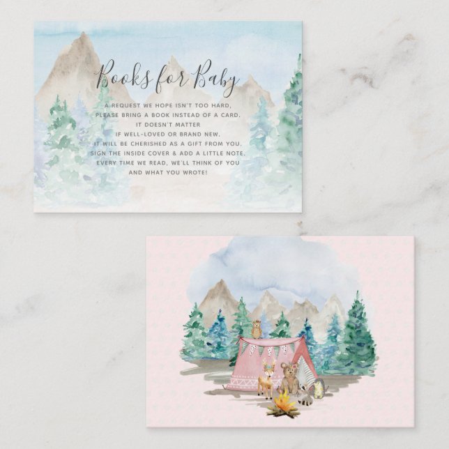 Woodland Animals Camping Books for Baby Enclosure Business Card (Front/Back)