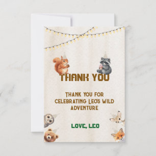 Woodland Animals Camping Wild Adventure Thank You Card