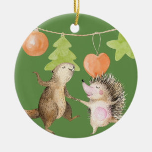 Woodland Animals Christmas Ceramic Tree Decoration
