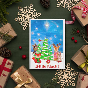 Woodland Animals Christmas Tree Stille Nacht  Holiday Card