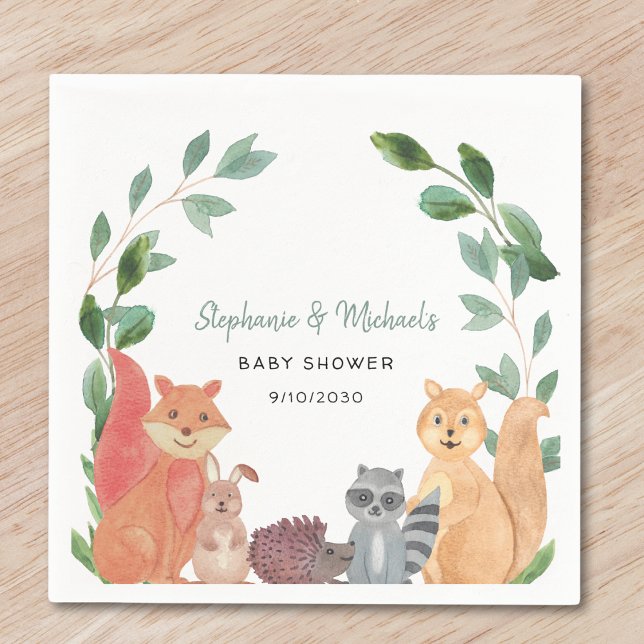 Woodland Animals Couples Baby Shower Napkin (Creator Uploaded)