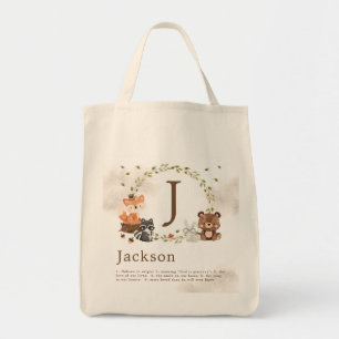Woodland Animals Custom Monogram Tote Bag