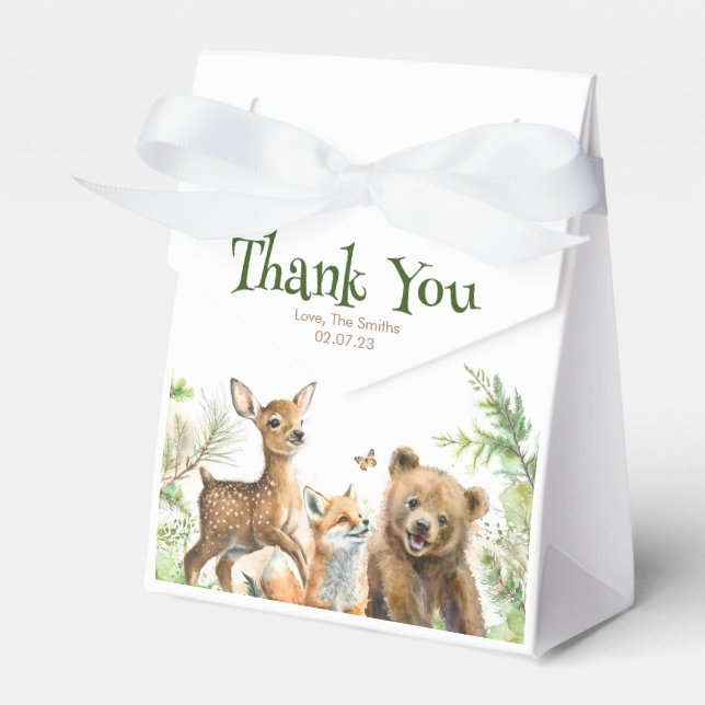 Woodland Animals Cute Baby Shower Thank You Favour Box (Front Side)