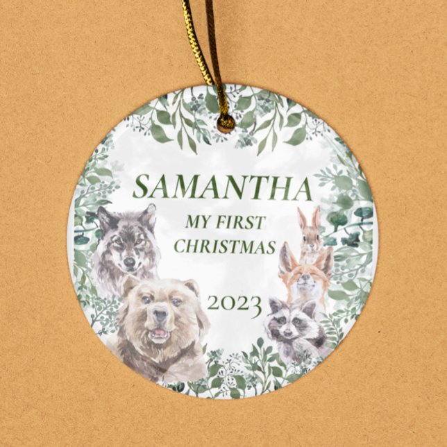 Woodland Animals Cute First Christmas Baby Ceramic Tree Decoration (Creator Uploaded)