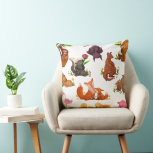Woodland Animals - Cute Forest Creature Pattern Cushion