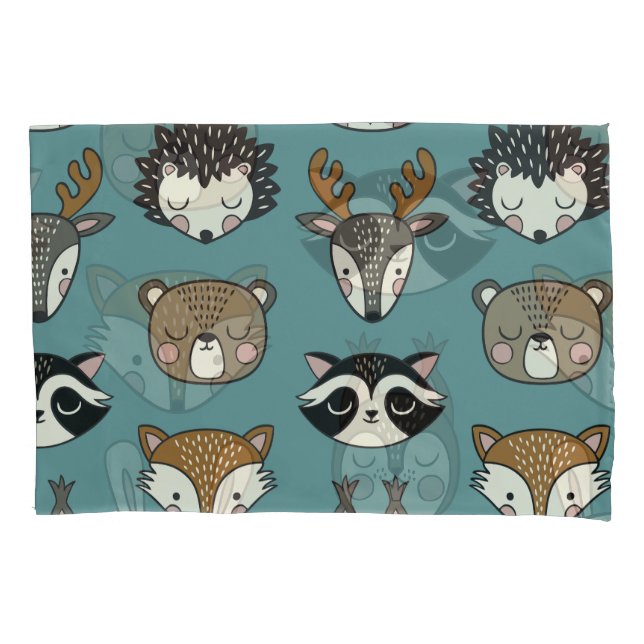 Woodland Animals Cute Vintage Pattern Pillowcase (Front)