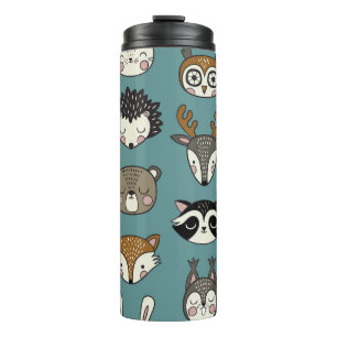 Woodland Animals Cute Vintage Pattern Thermal Tumbler