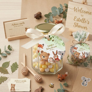 Woodland Animals Cute Watercolor Baby Shower Favour Tags
