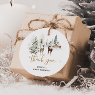 Woodland animals deer baby shower thank you favour tags
