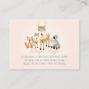 Woodland Animals Deer Racoon Fox Diaper Raffle Enclosure Card