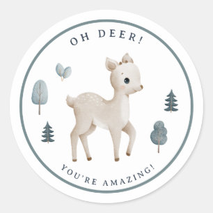 Woodland Animals Deer Teacher Reward Motivational Classic Round Sticker