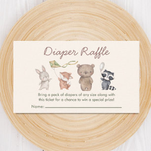 Woodland Animals Diaper Raffle Baby Shower Enclosure Card
