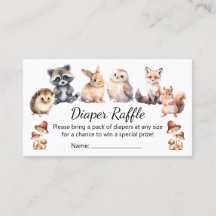 woodland animals diaper raffle baby shower 