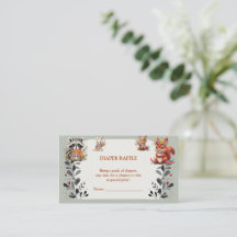 Woodland Animals Diaper Raffle Card Baby Shower Ra