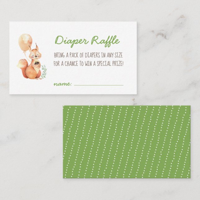 Woodland Animals Diaper Raffle Enclosure Card (Front/Back)