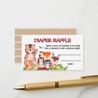 Woodland Animals Diaper Raffle Enclosure Card