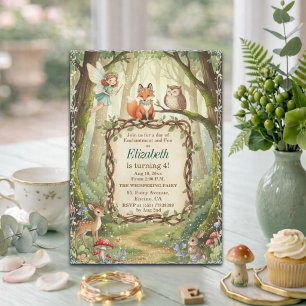 Woodland Animals Fairy 4th Birthday Party Invitation
