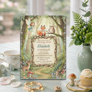 Woodland Animals Fairy 9th Birthday Party Invitation