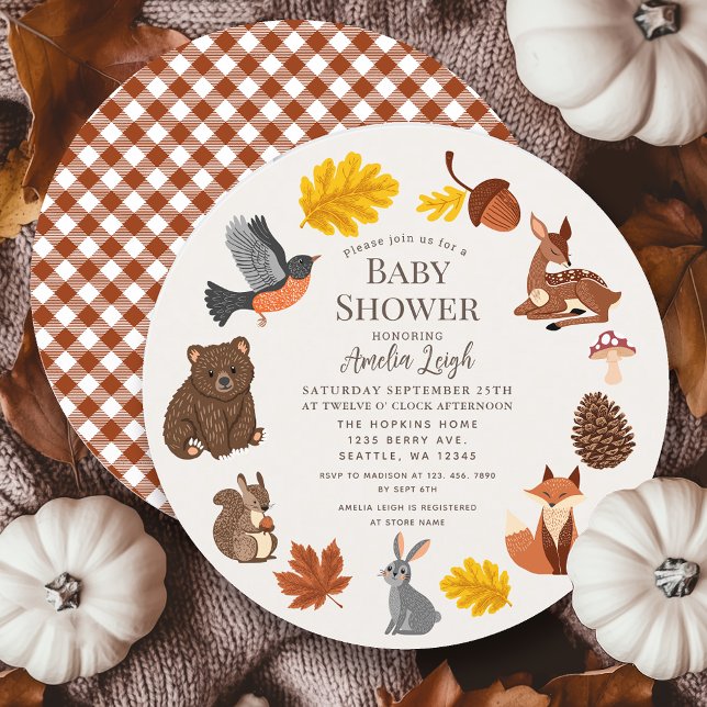 Woodland Animals Fall Autumn Wreath Baby Shower Invitation (Creator Uploaded)
