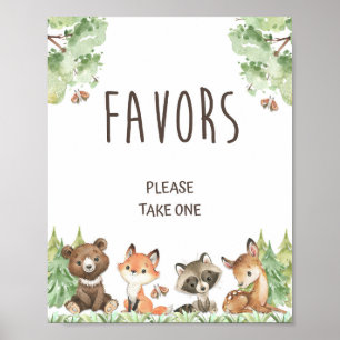 Woodland Animals Favour Table Party Shower Sign
