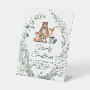 Woodland Animals Favourite Family Traditions Game Pedestal Sign