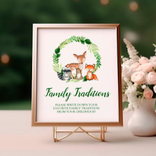 Woodland Animals Favourite Family Traditions Sign
