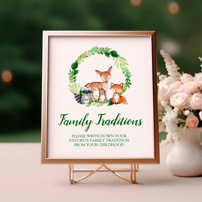 Woodland Animals Favourite Family Traditions Sign (Creator Uploaded)