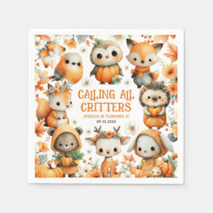 Woodland Animals Festive Autumn Kids' Birthday Napkin